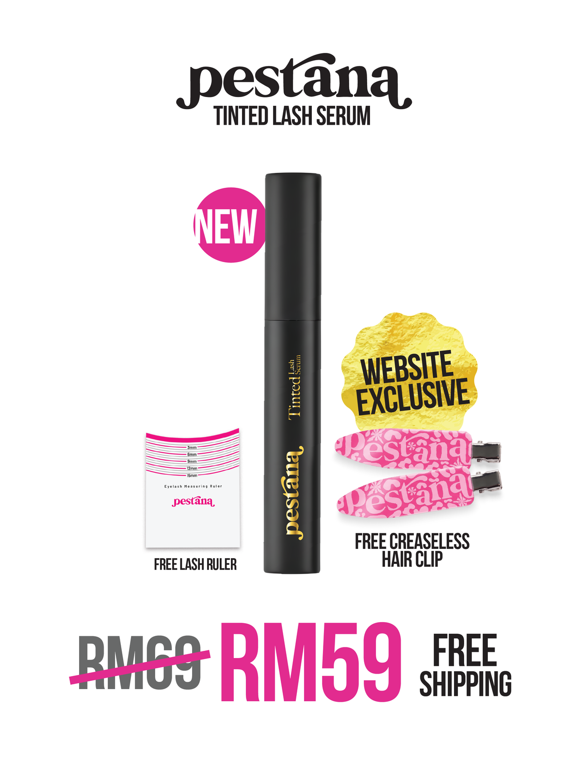 FREE Creaseless Clip for First 50 | Pestana Tinted Lash Serum